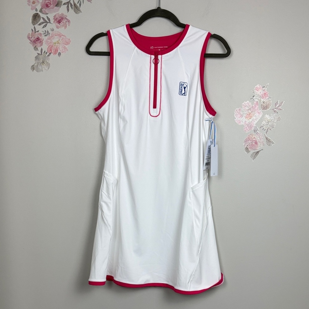 NWT Southern Tide PGA Pink White Kristine Perf Dress - M